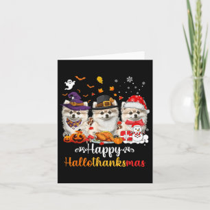 Carte Joyeux Hallothanksmas Chien Poméranien Halloween C