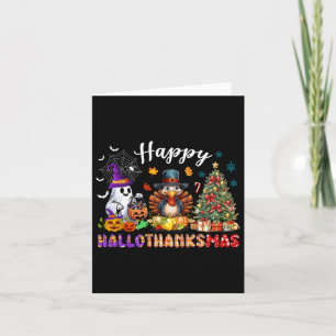 Carte Joyeux Hallothanksmas Drôle Halloween Thanksgiving