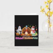 Carte Joyeux Hallothanksmas Drôle Halloween Thanksgiving (Fleur jaune)