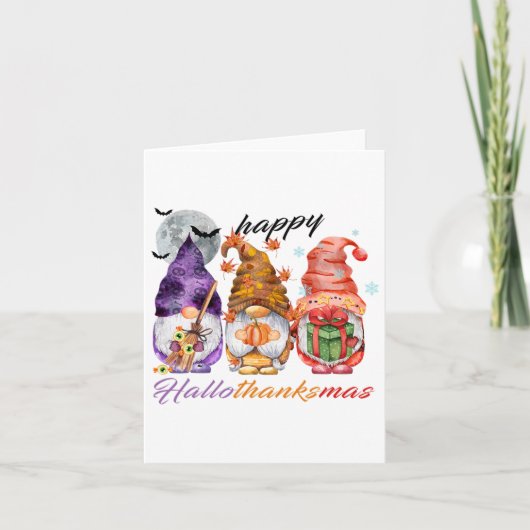 Carte Joyeux Hallothanksmas Gnome Bon thanksgiving Day (Devant)