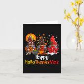 Carte Joyeux Hallothanksmas Gnomes Halloween Thanksgivin (Fleur jaune)