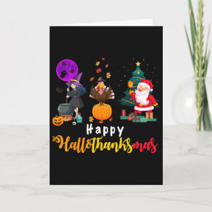 Carte Joyeux Hallothanksmas Halloween Thanksgiving Joyeu