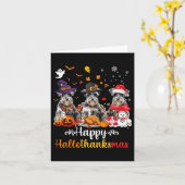 Carte Joyeux Hallothanksmas Schnauzer Chien Halloween Ch (Fleur jaune)