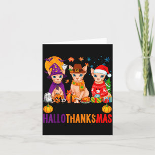 Carte Joyeux Hallothanksmas Sphynx Chats Halloween Merci