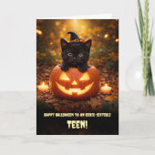 Carte Joyeux Halloween à un adolescent chat mignon (Devant)