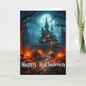 Carte Joyeux Halloween | Ancien manoir sinistre (Devant)