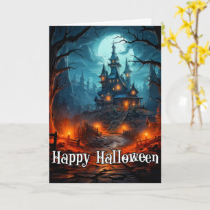 Carte Joyeux Halloween Ancien manoir sinistre