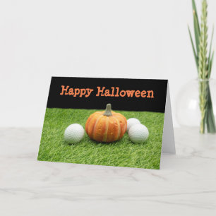 Carte Joyeux Halloween avec balle de golf et citrouille
