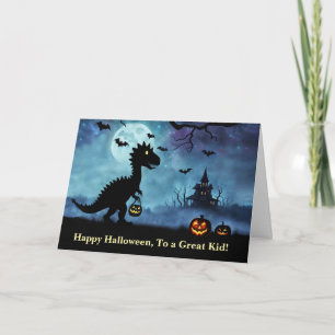 Carte Joyeux Halloween avec de mignons dinosaures