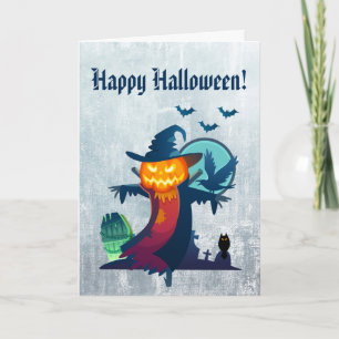 Carte Joyeux Halloween avec Épouvantail