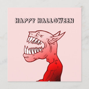 Carte Joyeux Halloween avec le démon qui rit