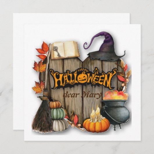 Carte Joyeux Halloween avec nom (Devant / Derrière)