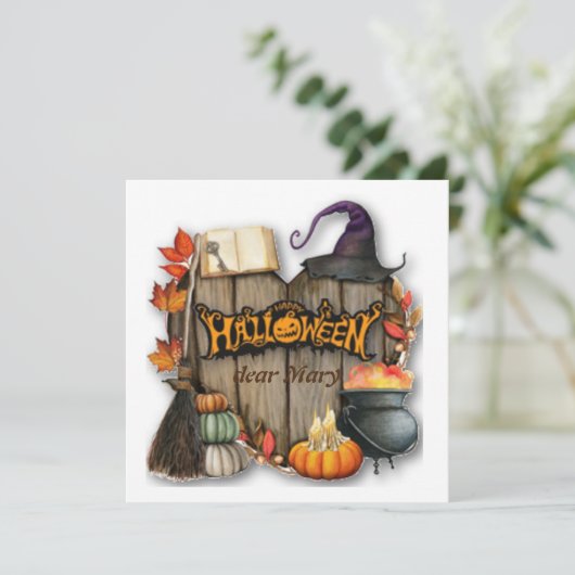 Carte Joyeux Halloween avec nom (Debout devant)