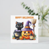 Carte Joyeux Halloween Chat Noir (Debout devant)