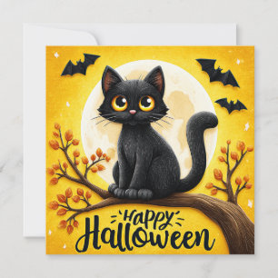 Carte Joyeux Halloween Chat Noir