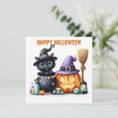 Carte Joyeux Halloween Chat Noir (Debout devant)