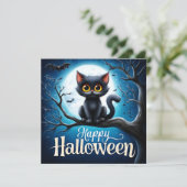 Carte Joyeux Halloween Chat Noir (Debout devant)