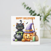 Carte Joyeux Halloween Chat Noir (Debout devant)