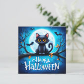 Carte Joyeux Halloween Chat Noir (Debout devant)