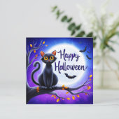 Carte Joyeux Halloween Chat Noir (Debout devant)