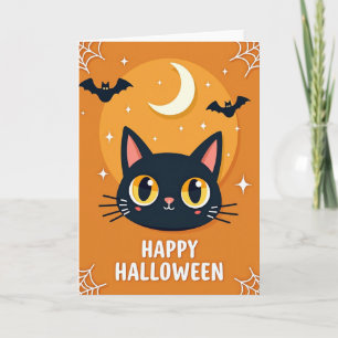 Carte Joyeux Halloween Chauves-souris Squelettes