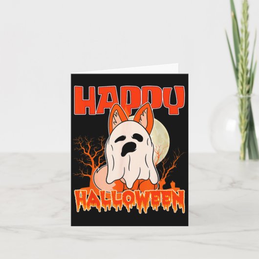 Carte Joyeux Halloween Chien Fantomatique Halloween Chie (Devant)