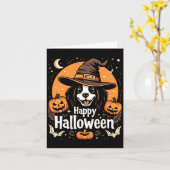 Carte Joyeux Halloween Chien Manches Longues (Fleur jaune)