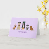 Carte Joyeux Halloween Chiens Violet (Fleur jaune)