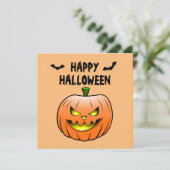 Carte Joyeux Halloween Citrouille (Debout devant)