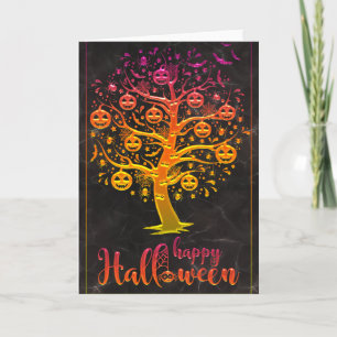 Carte Joyeux Halloween Citrouille Arbre