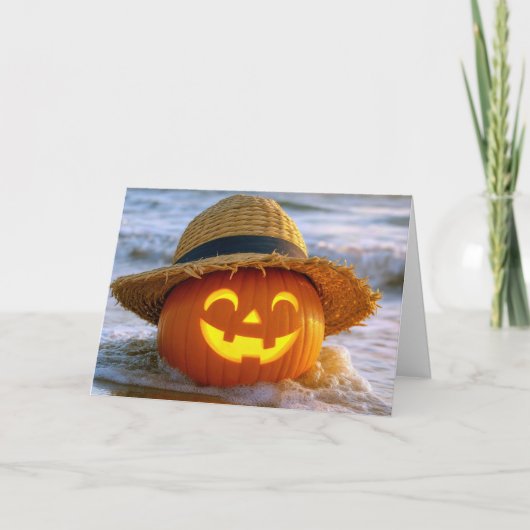 Carte Joyeux Halloween Citrouille de plage (Devant)