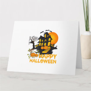 Carte Joyeux Halloween Citrouille Squelettique Maison Ha