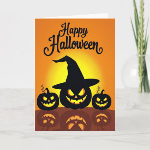Carte Joyeux Halloween Citrouilles Effrayantes