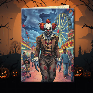Carte Joyeux Halloween Clown éffrayant