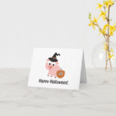 Carte  Joyeux Halloween ! Cochon de sorcière (Fleur jaune)