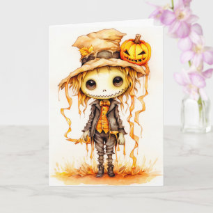 Carte Joyeux Halloween   Cute Little Scarecrow
