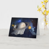 Carte Joyeux Halloween de l'espace extra-atmosphérique (Fleur jaune)