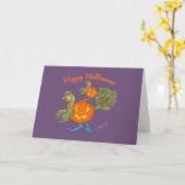 Carte Joyeux Halloween Dinosaure (Fleur jaune)
