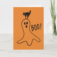 Joyeux Halloween Fantôme Chat Noir Mignon Orange