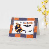 Carte Joyeux Halloween ! Fille Vintage drôle (Fleur jaune)
