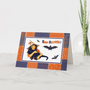 Carte Joyeux Halloween ! Fille Vintage drôle