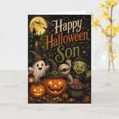 Carte Joyeux Halloween Fils (Fleur jaune)