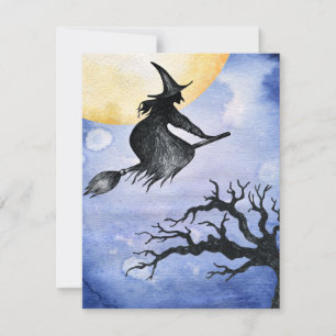 Carte Joyeux Halloween Flying Witch Votre Propre Message