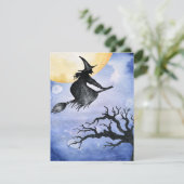 Carte Joyeux Halloween Flying Witch Votre Propre Message (Debout devant)