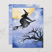 Carte Joyeux Halloween Flying Witch Votre Propre Message (Devant / Derrière)