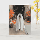 Carte Joyeux Halloween Ghost Rottweiler Chien (Fleur jaune)