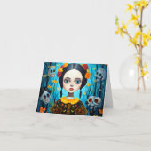 Carte Joyeux Halloween gothique sorcière conception fill (Fleur jaune)