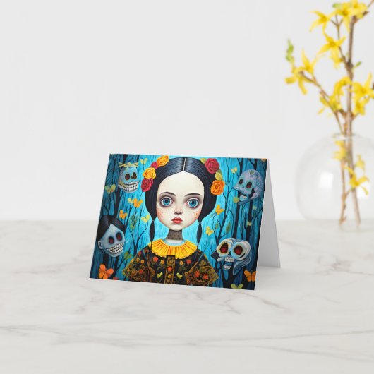 Carte Joyeux Halloween gothique sorcière conception fill (Fleur jaune)