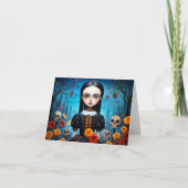 Carte Joyeux Halloween gothique sorcière fille Illustrat (Devant)