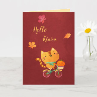 Carte Joyeux Halloween Halloween Thanksgiving Bike Cat C